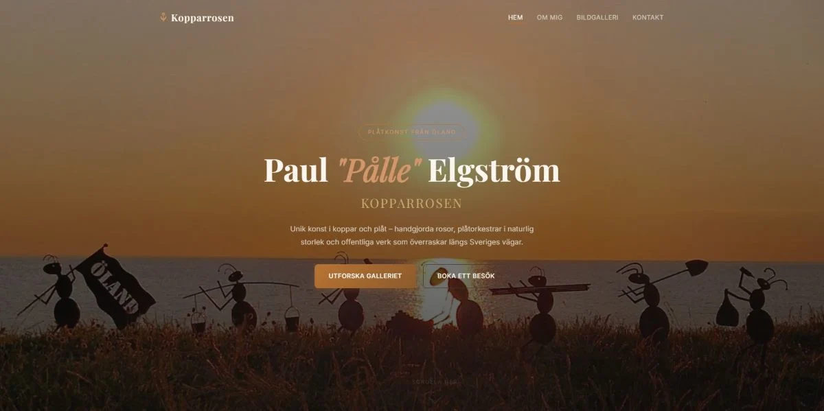Webbplats för Kopparrosen Paul Elgström — konstnärlig portfoliodesign
